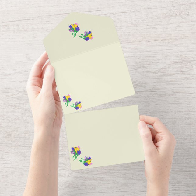 All in One Wedding InviteTulips Invitation (Tearaway)