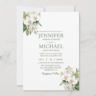 All in One White Orchids Wedding Invitations