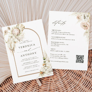 All In One Wild Boho Protea Pampas Grass Wedding  Invitation
