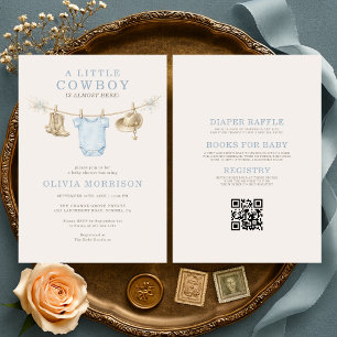 All in One Wild West Little Cowboy Baby Shower Invitation