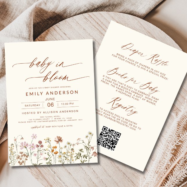 All in One Wildflower Baby in Bloom Baby Shower  Invitation (Creator Uploaded)
