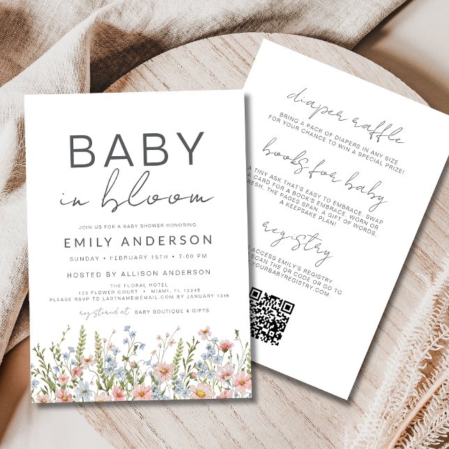 All in One Wildflower Baby in Bloom Baby Shower Invitation (Creator Uploaded)
