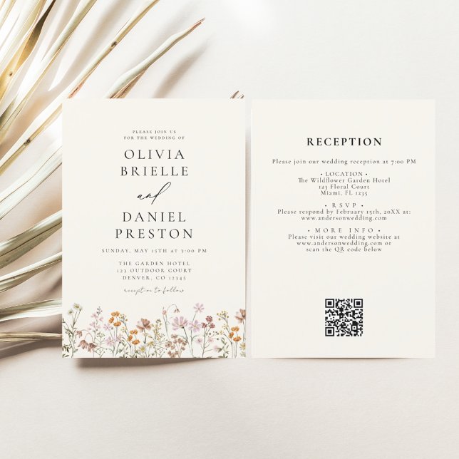 All in One Wildflower  QR Code Garden Wedding Invitation (Creator Uploaded)