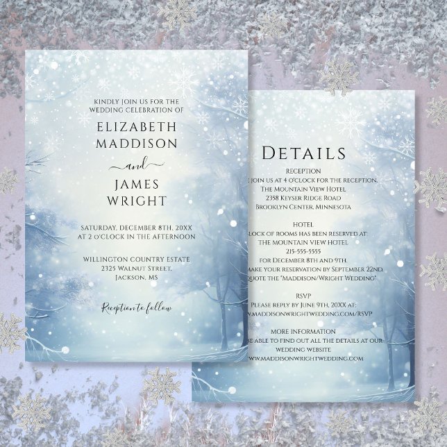 All In One Winter Wonderland Forest Wedding Invitation (All In One Winter Wonderland Forest Wedding Invitation)