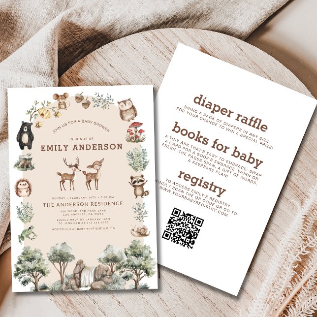 All in One Woodland Forest Animals Baby Shower Invitation (Creator Uploaded)
