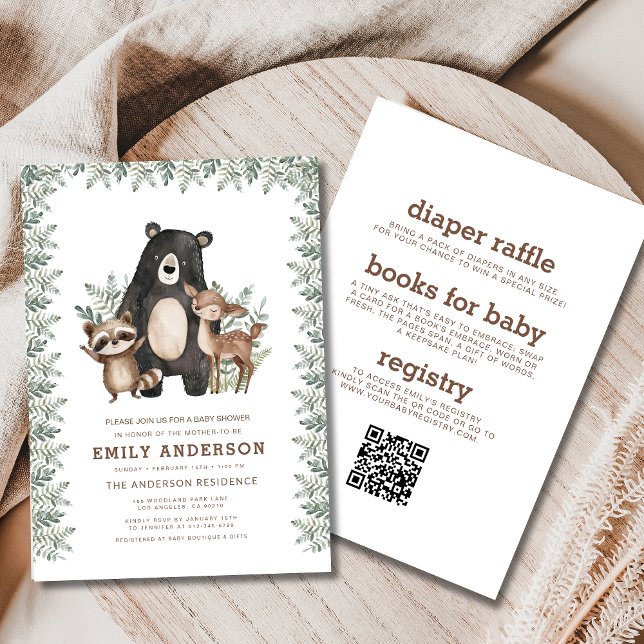 All in One Woodland Forest Animals Baby Shower Invitation (Creator Uploaded)