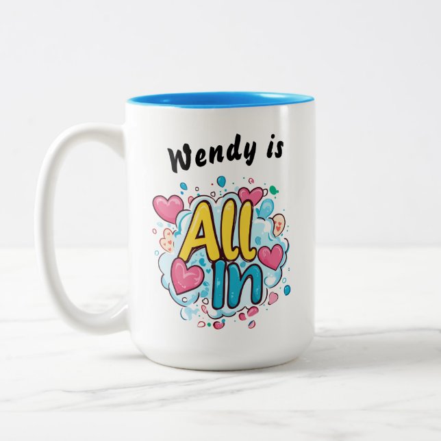 All In" Personalised Coffee Mug (Left)