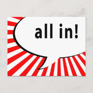 all in! poker night : comic speech bubble postcard