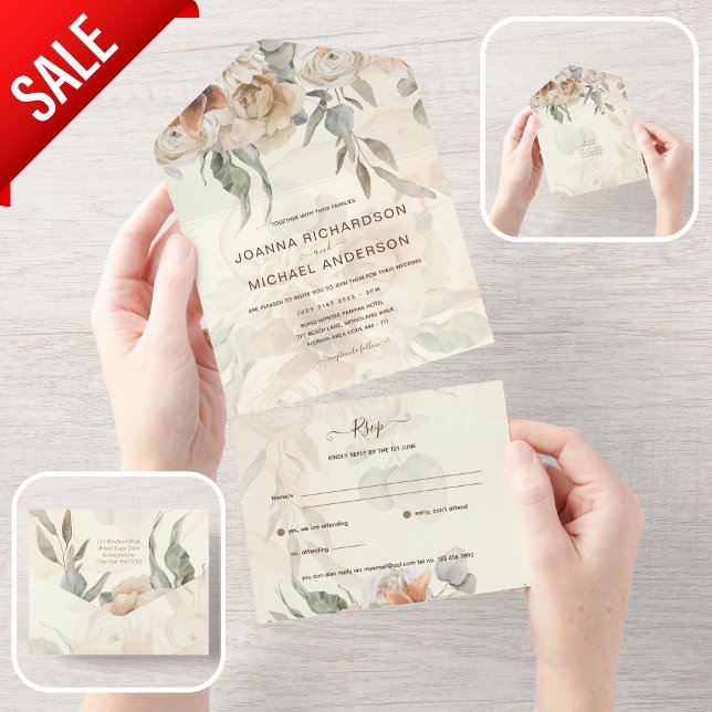 All Inclusive Pampas Grass BOHO Wedding RSVP All In One Invitation (Creator Uploaded)