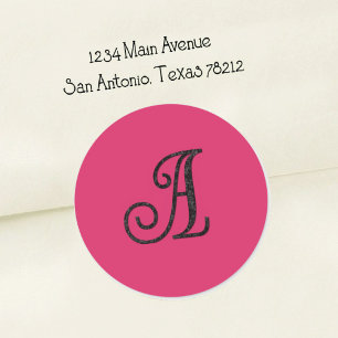 ALL INITIALS Black Monogram 3 Any Colour Classic Round Sticker