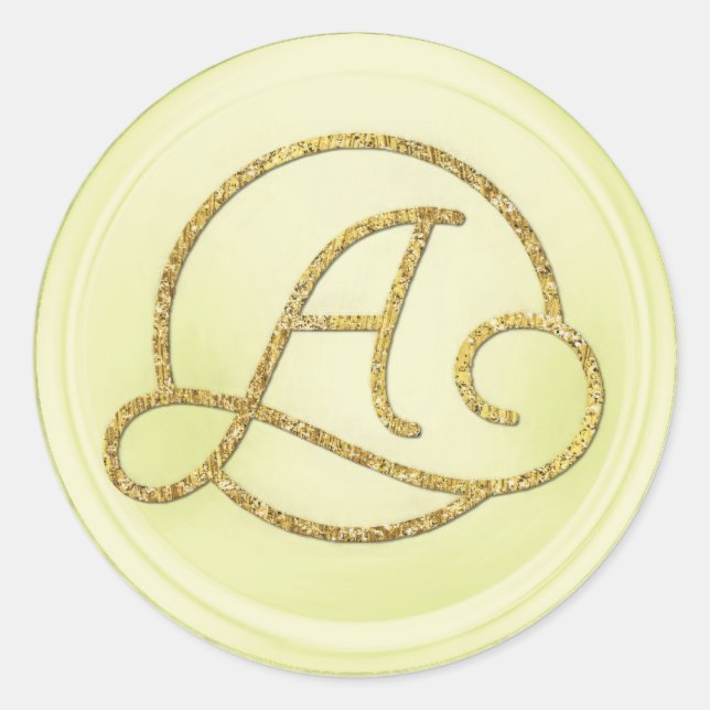 ALL INITIALS Gold Circle Monogram Butter Classic Round Sticker (Front)