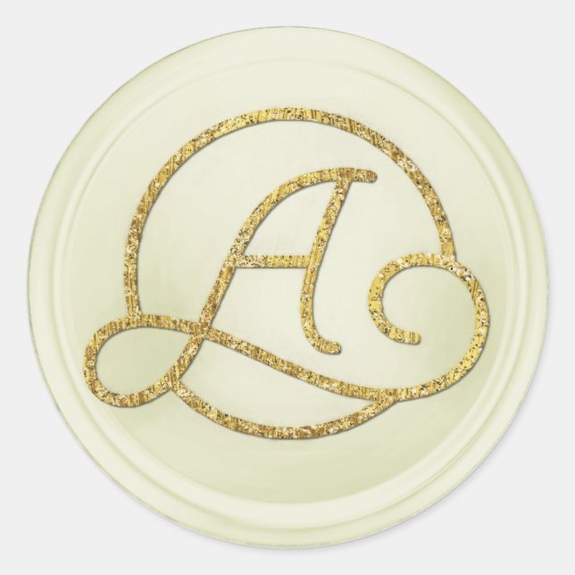 ALL INITIALS Gold Circle Monogram Off White Classic Round Sticker (Front)