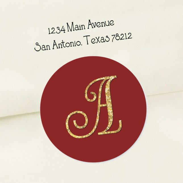 ALL INITIALS Gold  Monogram 3 Any Colour Classic Round Sticker (Creator Uploaded)