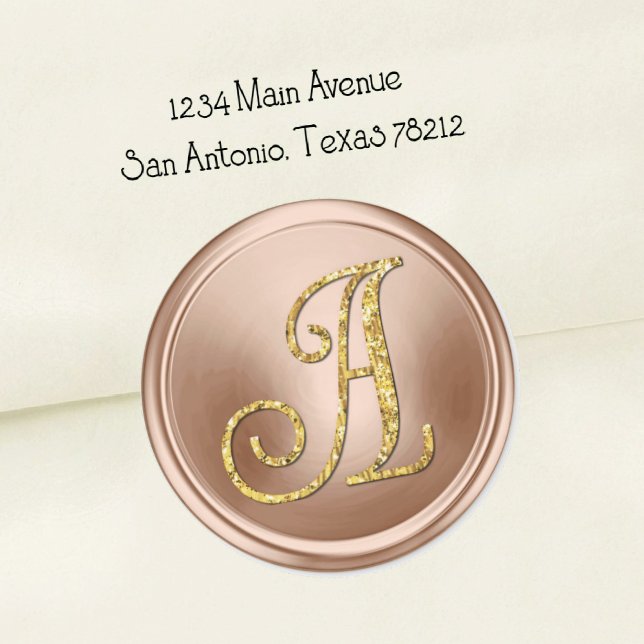 ALL INITIALS Gold  Monogram 3 Blush Pink Classic Round Sticker (Creator Uploaded)