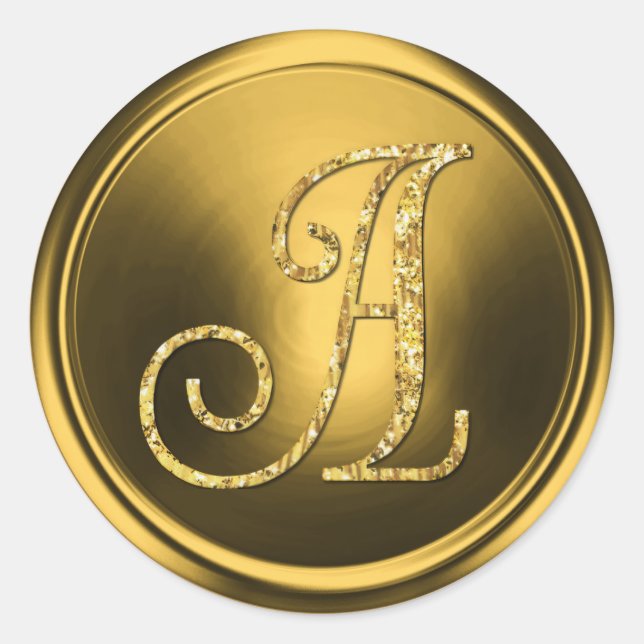 ALL INITIALS Gold Monogram 3 Old Gold Classic Round Sticker (Front)