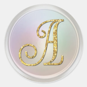 ALL INITIALS Gold Monogram 3 Pearl Grey Classic Round Sticker