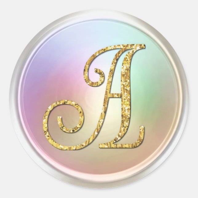 ALL INITIALS Gold Monogram 3 Pearly Classic Round Sticker (Front)
