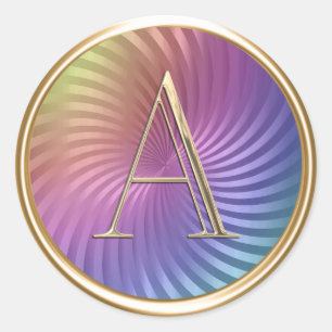 ALL INITIALS Gold Monogram Colourful Twirl Classic Round Sticker