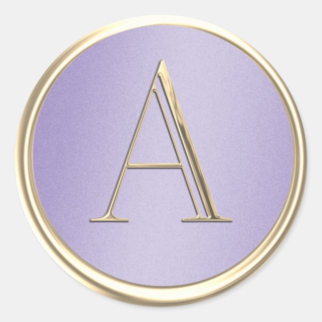ALL INITIALS Gold Monogram Lavender Shimmer Classic Round Sticker (Front)