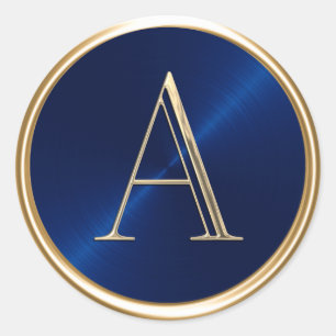ALL INITIALS Gold Monogram on any colour Classic Round Sticker