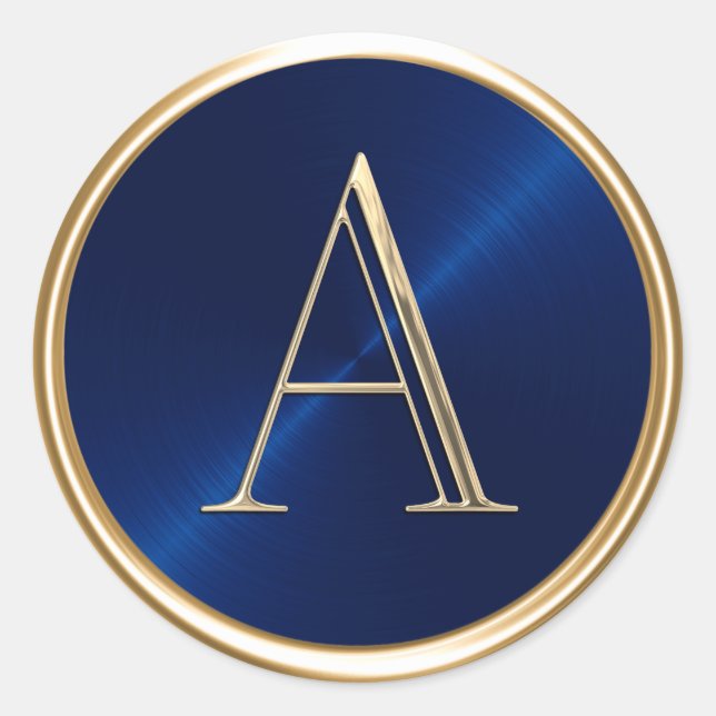 ALL INITIALS Gold Monogram on any colour Classic Round Sticker (Front)