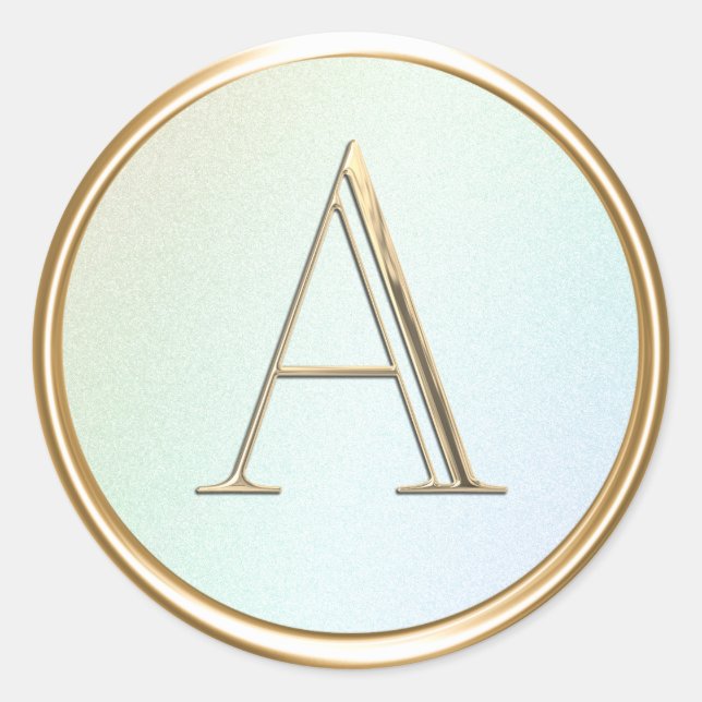 ALL INITIALS Gold Monogram on Rainbow Classic Round Sticker (Front)