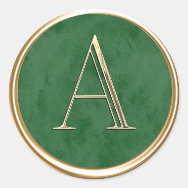 ALL INITIALS Gold Monogram Texture on Any Colour Classic Round Sticker (Front)