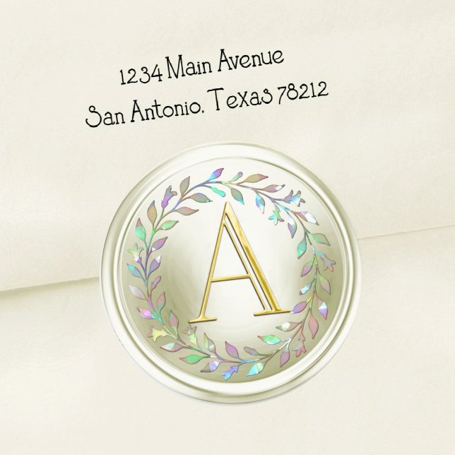 ALL INITIALS Gold Script Monogram Off White Wreath Classic Round Sticker (Creator Uploaded)
