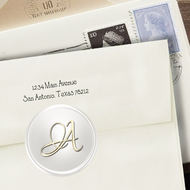 ALL INITIALS Gold Script on White Classic Round Sticker (Creator Uploaded)