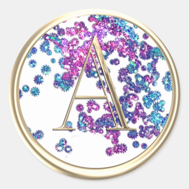 ALL INITIALS Monogram Colourful Glitter Confetti Classic Round Sticker (Front)