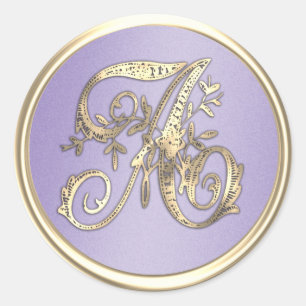 All Initials Monogram Lavender Purple Classic Round Sticker