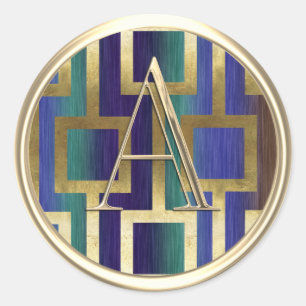 ALL INITIALS Monogram Modern Blue Purple Green Classic Round Sticker