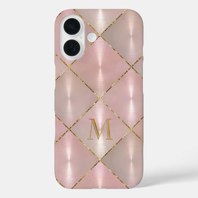 ALL INITIALS Pink Mother of Pearl Gold Monogram Case-Mate iPhone Case (Back)