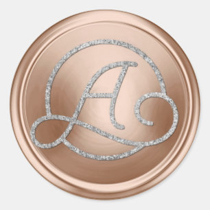 ALL INITIALS Silver Circle Monogram Blush Pink Classic Round Sticker