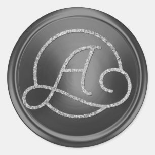 ALL INITIALS Silver Circle Monogram Dark Grey Classic Round Sticker