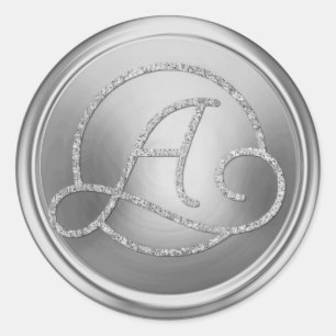 ALL INITIALS Silver Circle Monogram Silver Classic Round Sticker