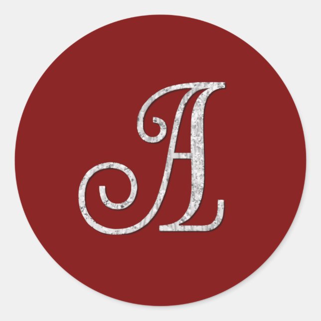 ALL INITIALS Silver Monogram 3 Any Colour Classic Round Sticker (Front)