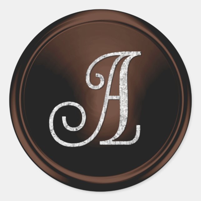 ALL INITIALS Silver Monogram 3 Chocolate Classic Round Sticker (Front)