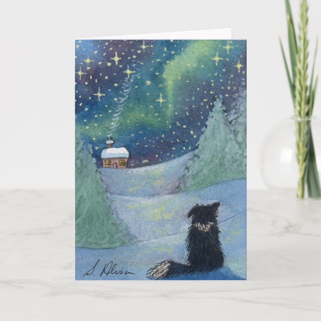 All is bright Border Collie dog Holiday Card (Front)