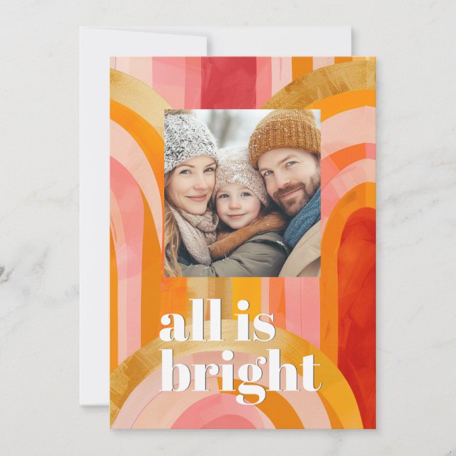 All is Bright Colourful Whimsical Holiday Photo (Front)