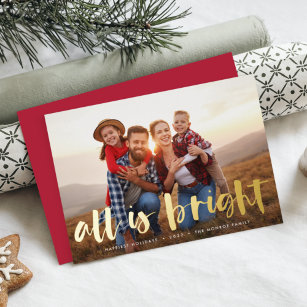 All is Bright Full Photo Foil Holiday Card