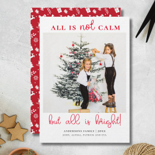All is Bright Fun Christmas Kids Photo Holiday Card