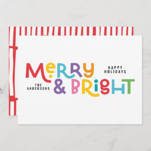All is bright fun modern bright Christmas twinkle Holiday Card