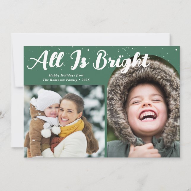 All Is Bright Merry Christmas Holiday Card (Front)