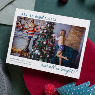 All is Bright Minimal Christmas Kids Photo Holiday Card