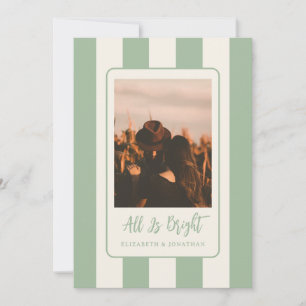 All Is Bright Minimalist Stripes Holiday Card