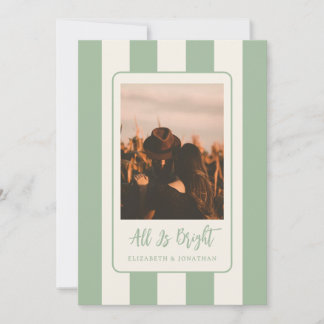 All Is Bright Minimalist Stripes Holiday Card
