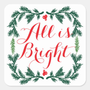 All is Bright Pine Wreath Stickers