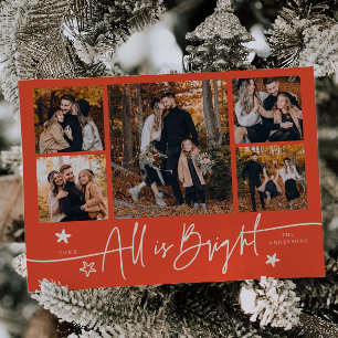 All Is Bright Retro Red Multi Photo Holiday Card