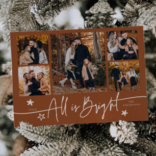 All Is Bright Terracotta Multi Photo Holiday Card